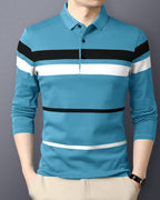 Eyebogler Polo Neck Striped Tshirt For Men