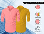 Finivo Fashion MenS Cotton Blend Regular Fit Solid Casual Kurta Shirt Pack Of 2