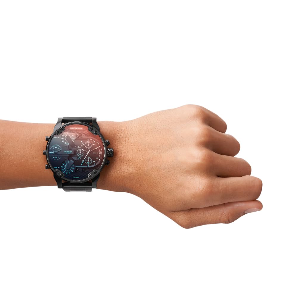 Diesel Mr. Daddy 2.0 Stainless Steel Chronograph Men's Watch, Color: Black Iridescent (Model: DZ7395)