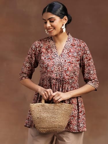 Libas WomenS Cotton A-Line Kurta (29101O_Rust