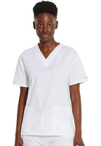 Dickies Women's EDS Signature Scrubs 86706 Missy Fit V-Neck Top, White, X-Large