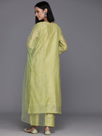 Varanga Floral Embroidered Regular Chanderi Silk Kurta with Trousers & Dupatta