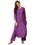 ANNI DESIGNER Women s Cotton Blend Kurta with Palazzo, purple, M
