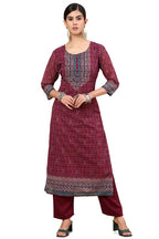 Soch Womens Wine Print With Embroidery Georgette Kurta Set With Sequins
