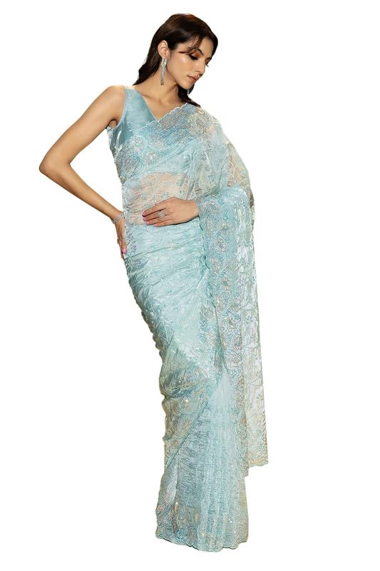 Soch Women Embroidered Saree with Stones and Sequins
