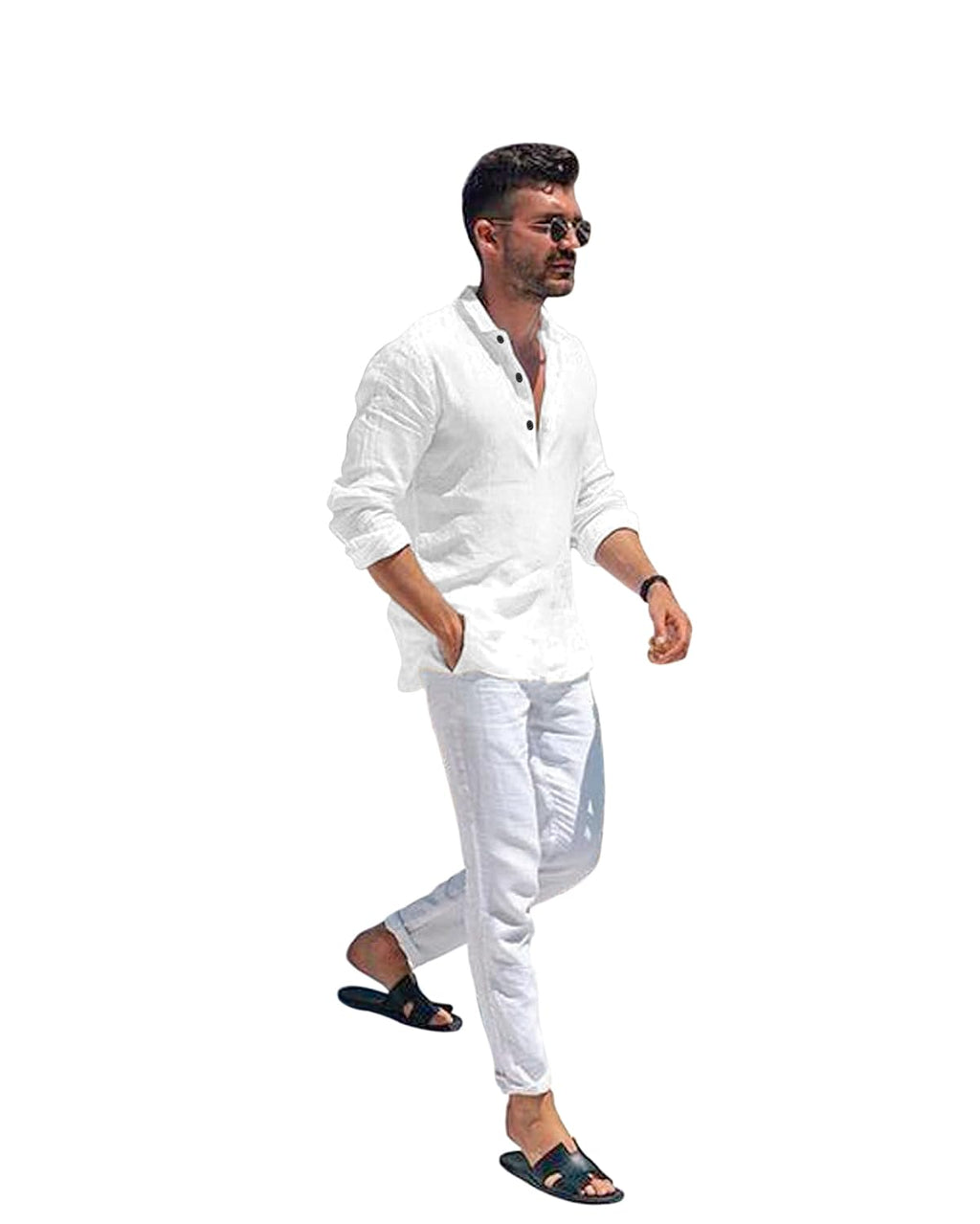 Bellstone Mens Solid Regular Fit Shirt (KURTA1600_White_2XL)