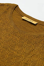 Aurelia Women Amber Gold Acrylic Solid Yarn Dyed Straight Kurta