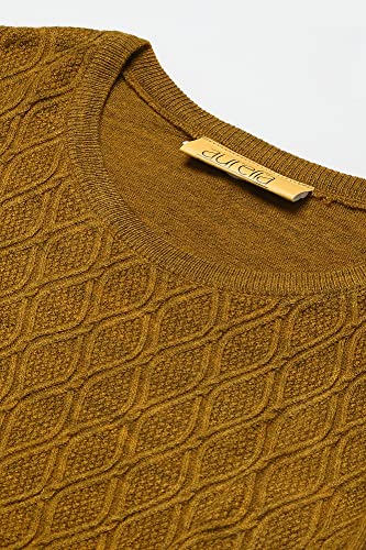 Aurelia Women Amber Gold Acrylic Solid Yarn Dyed Straight Kurta