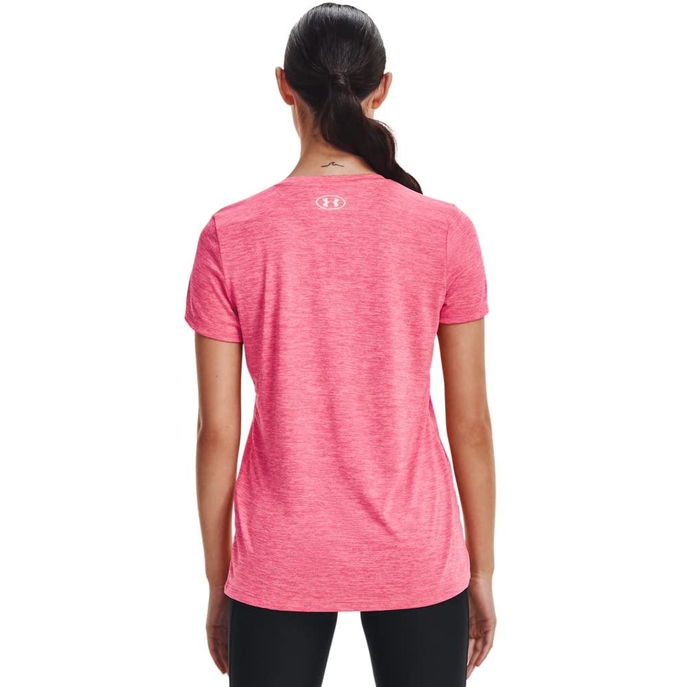 Under Armour Womens Tech V-Neck Twist Short-Sleeve T-Shirt , Cerise (655)/Metallic Silver , X-Small