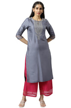 W For Woman Women'S Rayon Blue Embroidered Straight Kurta-Parallel Pants-Dupatta Set (21Auws16105-215851 12)