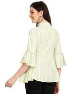 OM SAI LATEST CREATION Women Striped Top with Half Sleeves for Office Wear, Casual Wear, Under 399 Top for Women/Girls Top (Smal