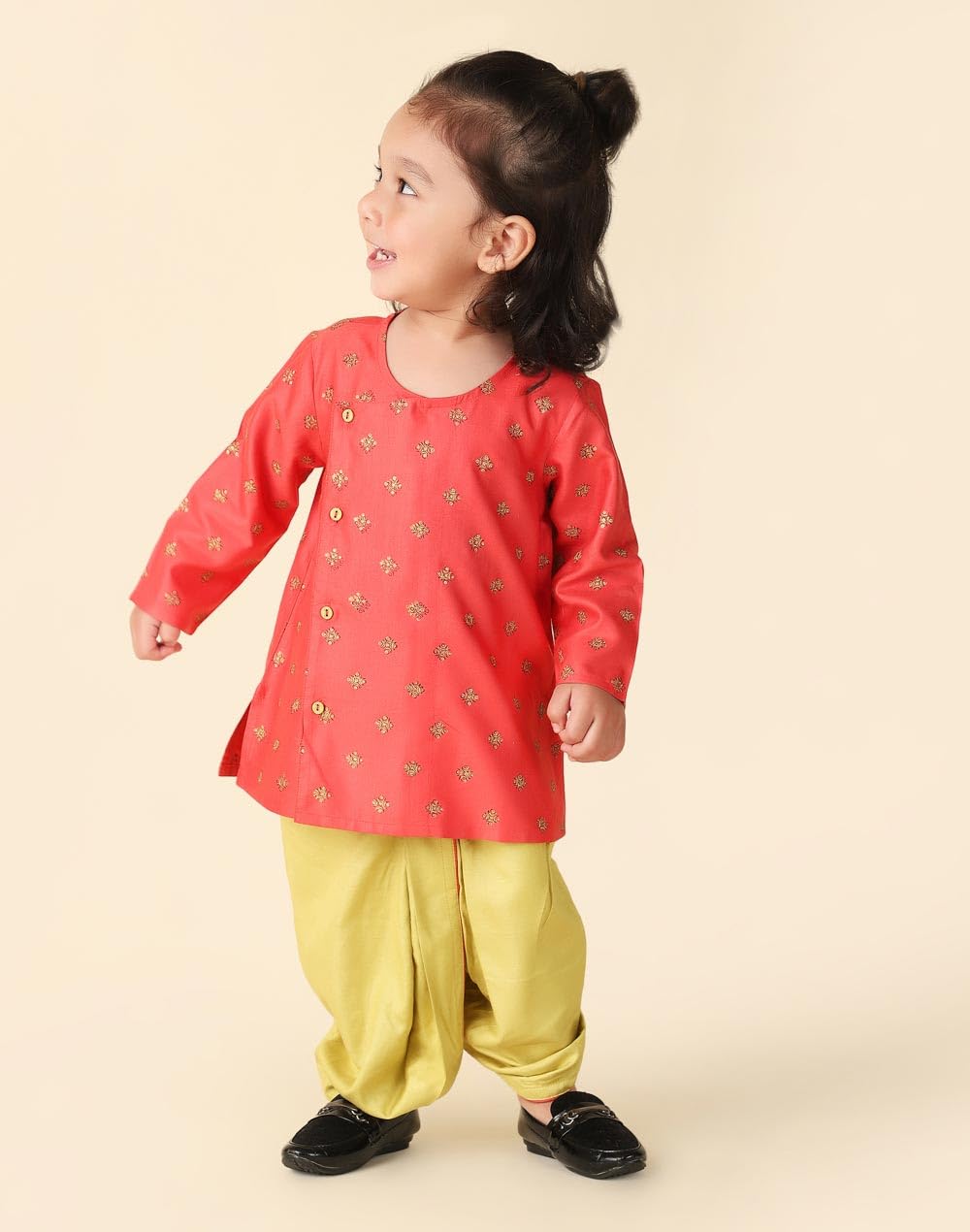 Fabindia Baby Boys Viscose Silk Printed Regular Dhoti Set (1035451RED_Red