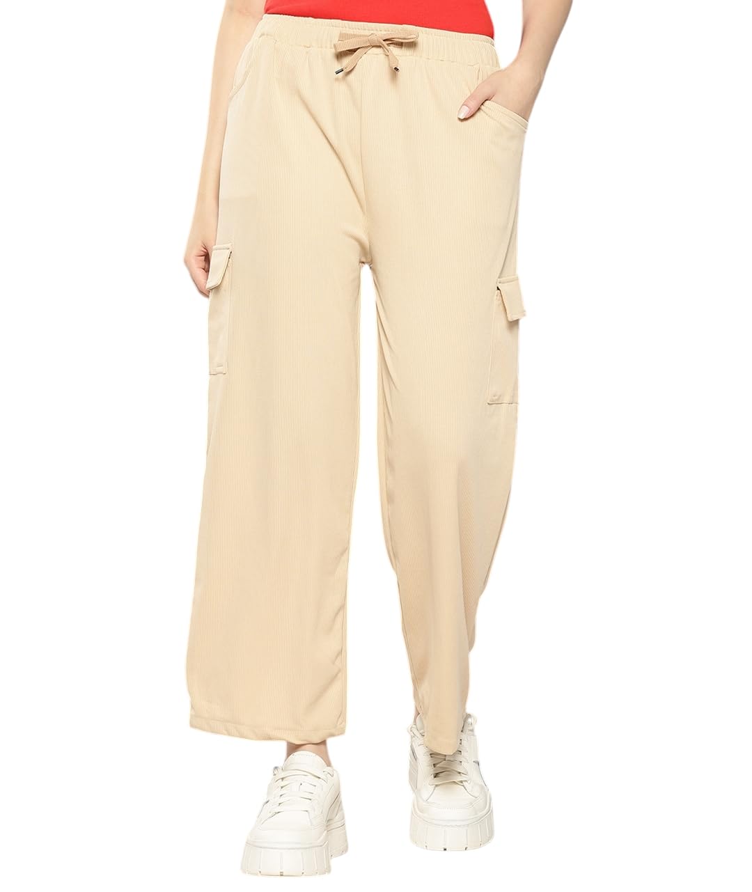 Aarika Girls Casual Wear Fawn Colour Solid Nylon Pant (9-13 Years)