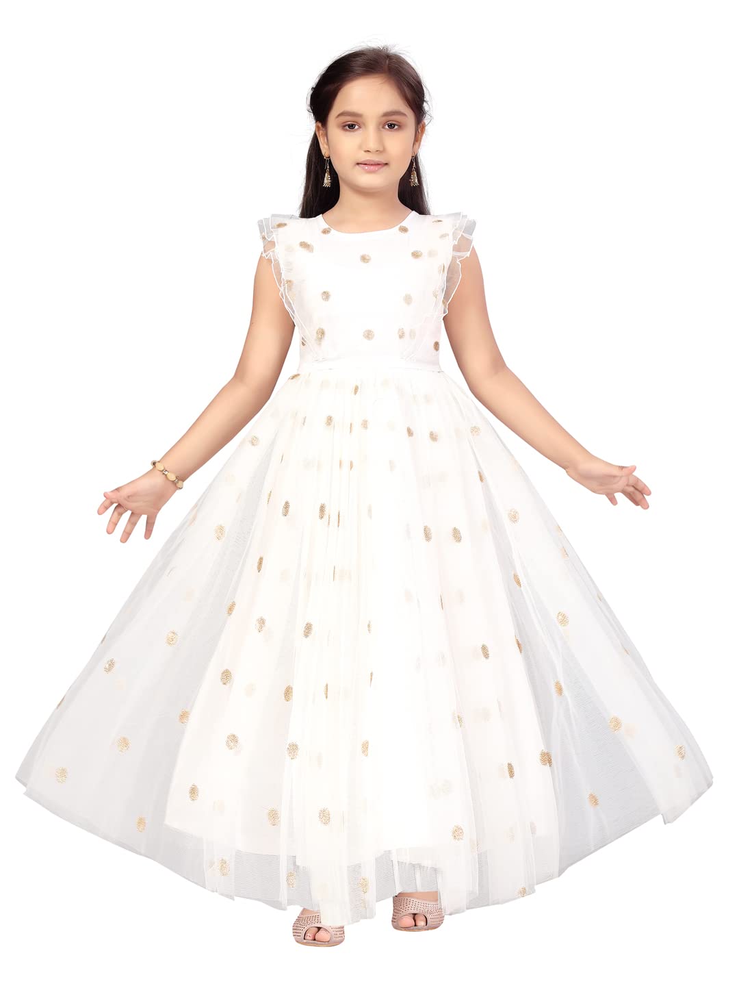 Aarika Girls White Colour Gown (8-9 Years)