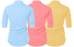 Finivo Fashion MenS Cotton Blend Regular Fit Solid Casual Kurta Shirt Pack Of 3