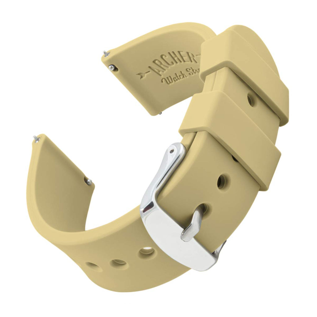 Archer Watch Straps - Silicone Quick Release Soft Rubber Replacement Watch Bands (Sand, 18mm)