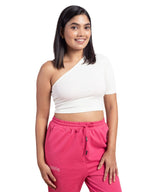 Nykd Stylish Off Shoulder Crop Top For Women Super Comfortable Ribbed Fabric, Half Sleeve - T-Shirts & Tanks, Nyoe09, Cannoli Cr