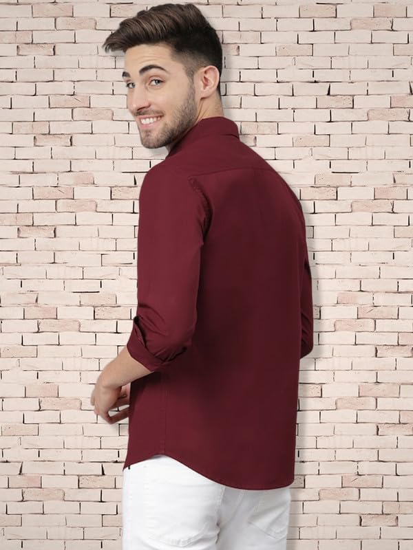 Tee Projekt Cotton Spread Collar Long Sleeve Shirt for Men Formal Shirt Casual Men Shirt