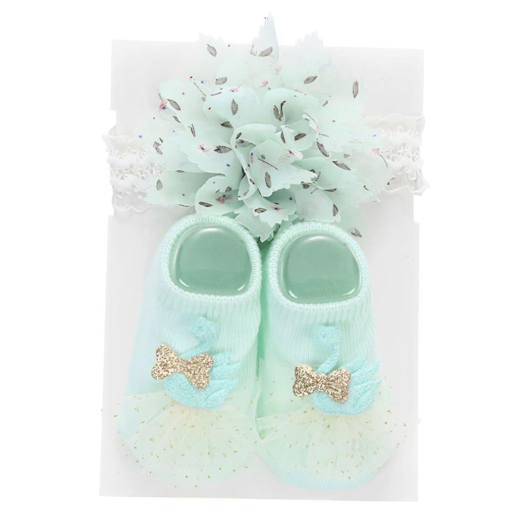 Syga Baby Swan Pattern Hairband & Shoes Set Soft, Comfortable Fit For Ages 06 MonthOldS Ideal For Newborns & Toddlers(Light G 0-12