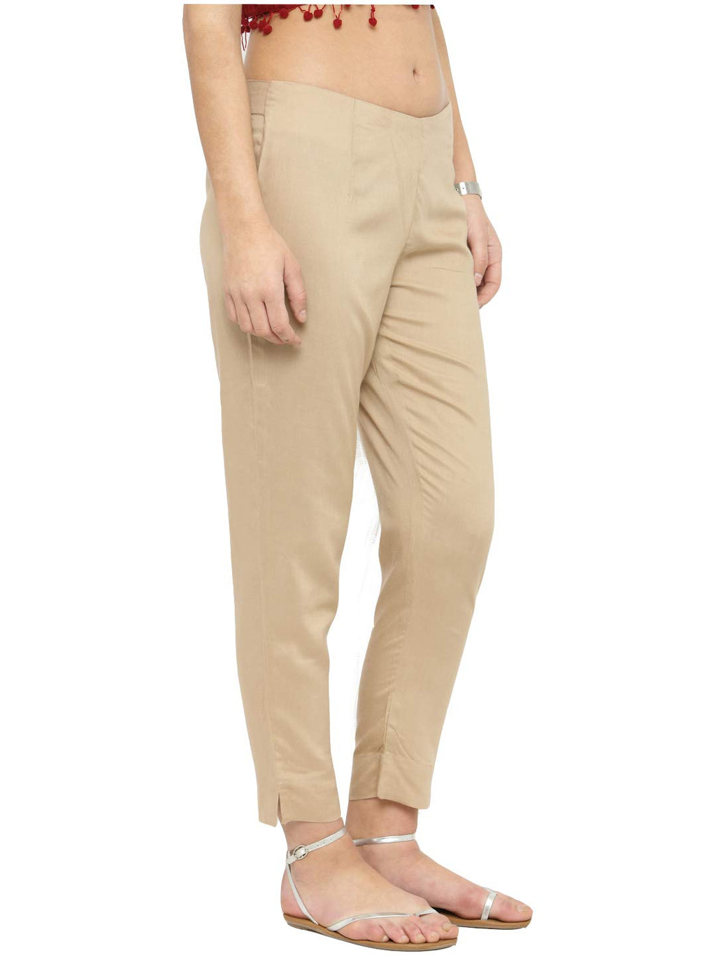 Varanga Womens Straight Pants Beige
