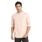 Turtle Men Cotton Lyolin Slim Fit Light Pink Solid Casual Kurta Shirt