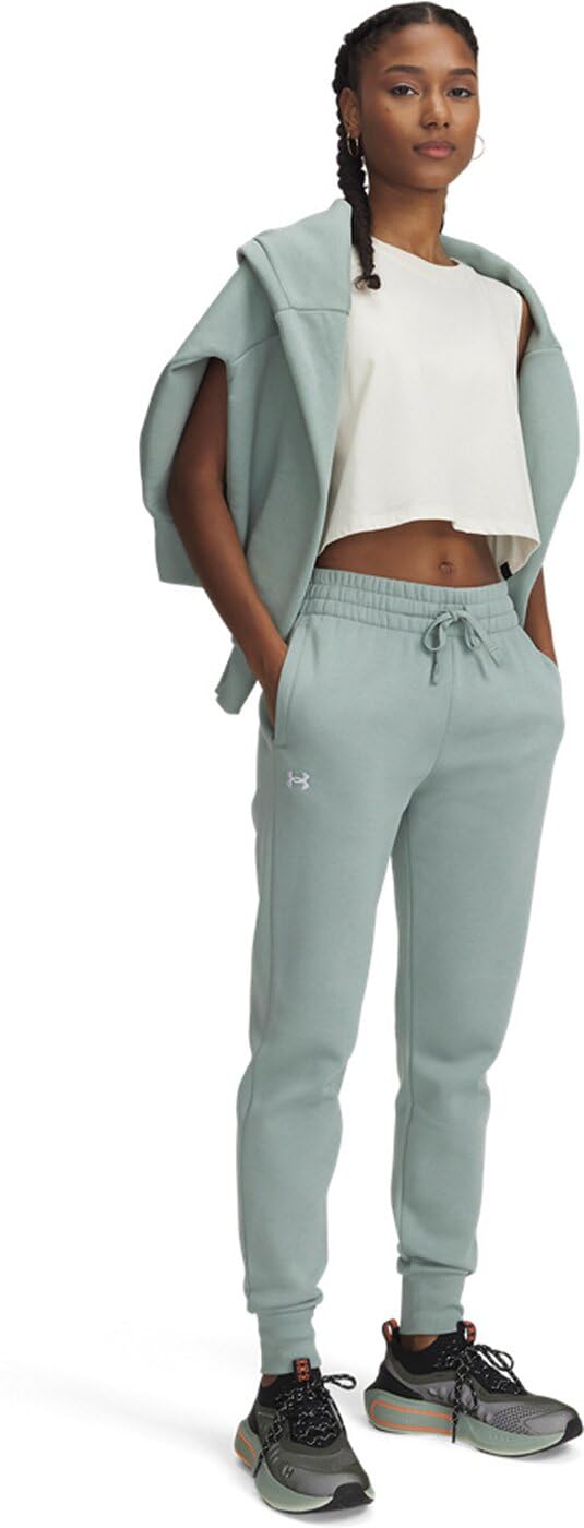 Under Armour Women's Standard Rival Fleece Joggers, Silica Green/White