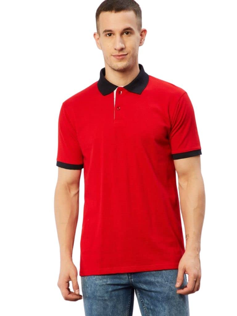 Greciilooks T-Shirts For Men| Solid Plain T-Shirts| Polo-Collar Neck T Shirt| Half Sleeves Casual T-Shirt For Men| Regular Wear 
