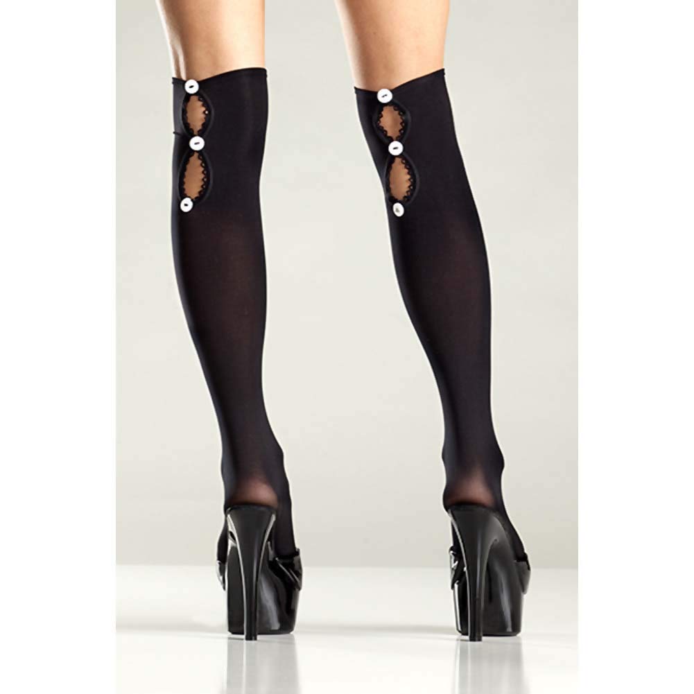 Be Wicked Women's Button Up Back Knee Highs, Black, One Size