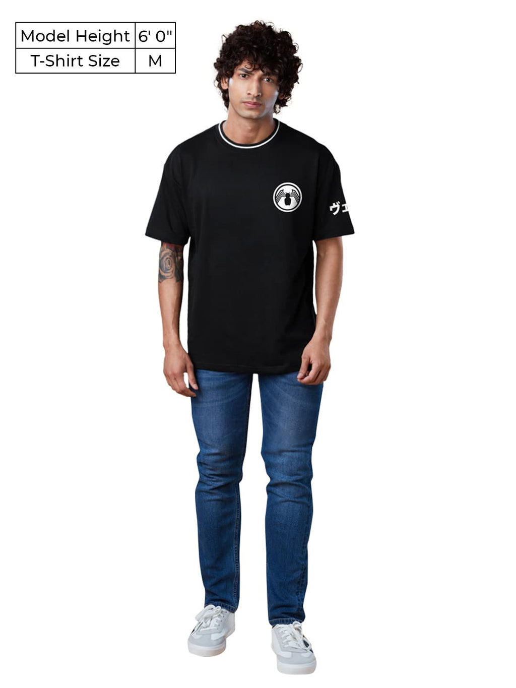 The Souled Store Official Marvel: Venom Men Oversized T-Shirts Black