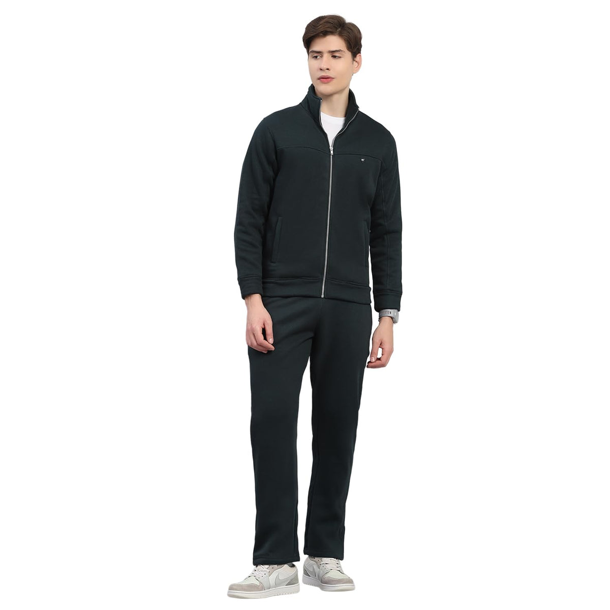Monte Carlo MenS Regular Fit Solid Stand Collar Full Sleeve Tracksuit| Men Track Suit | Stylish Sportswear Set With Jacket And 