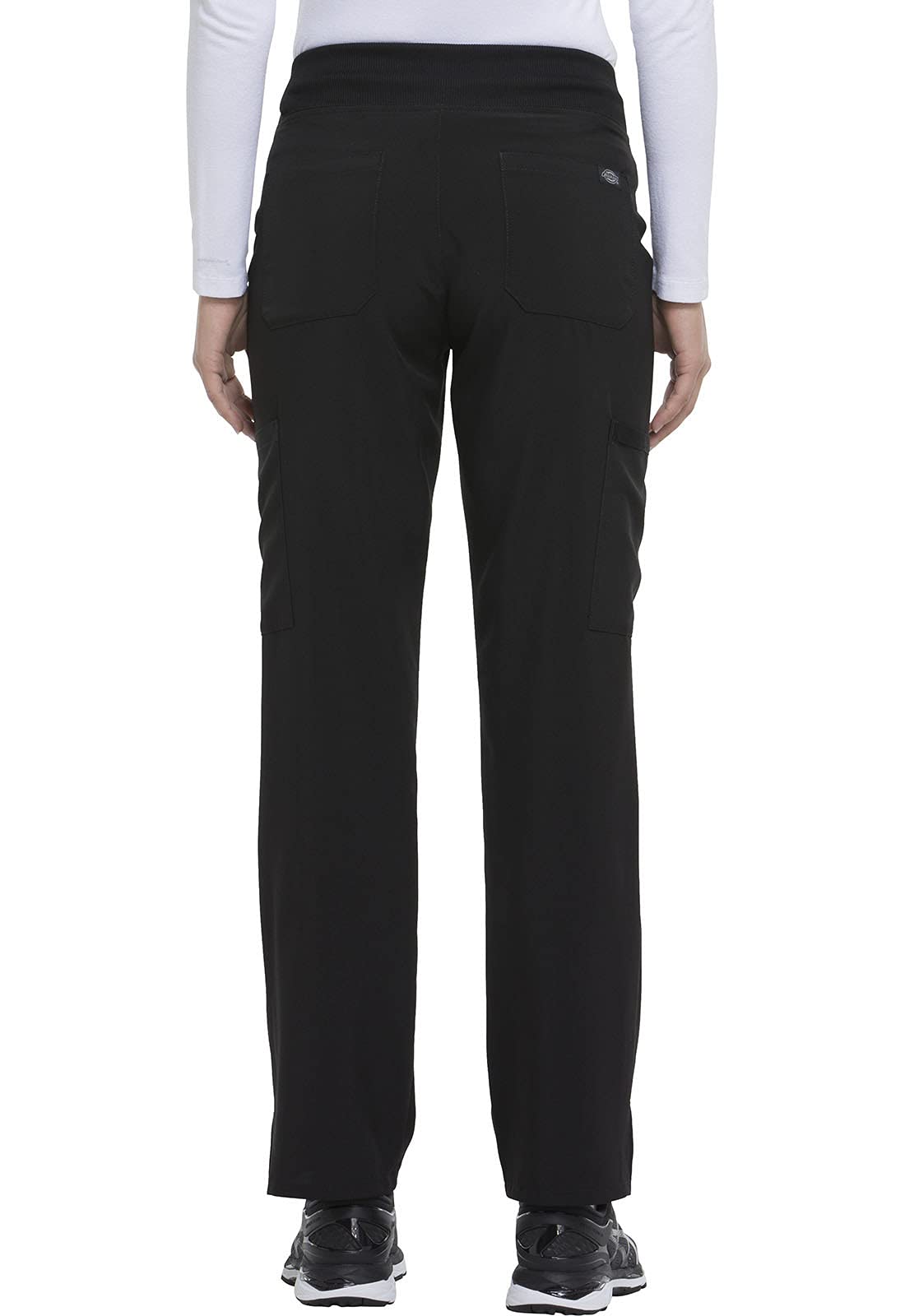 Dickies Women's Scrub Pants Natural Rise Tapered Leg Pull-On Bottoms with 7 Pockets and Knit Waistband DK005, M, Black