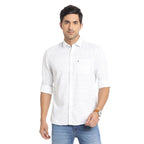 Turtle Men Pure Cotton White Printed Slim Fit Casual Shirts