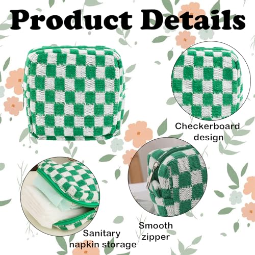 LYDZTION 4 PCS Checkered Makeup Bag Cosmetic Bag for Women Checkered Pouch Plaid Makeup Bag for Women Small Makeup Bag Storage B