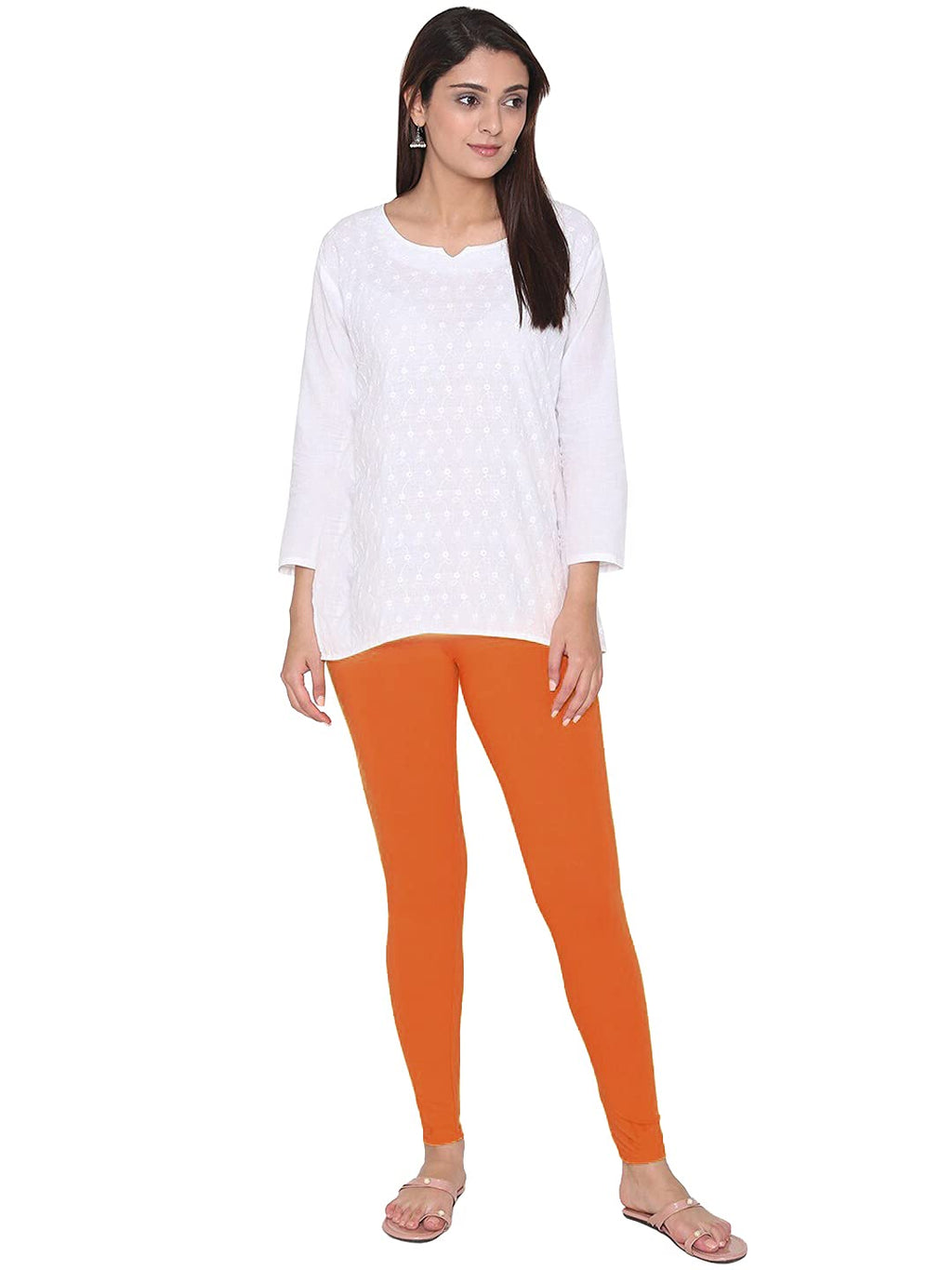 Shasmi WomenS Leggings Cotton Lycra 4 Way Stretchable Skin Fit Light Chikku Colored Ankle Length Leggings For Women (Leggings A