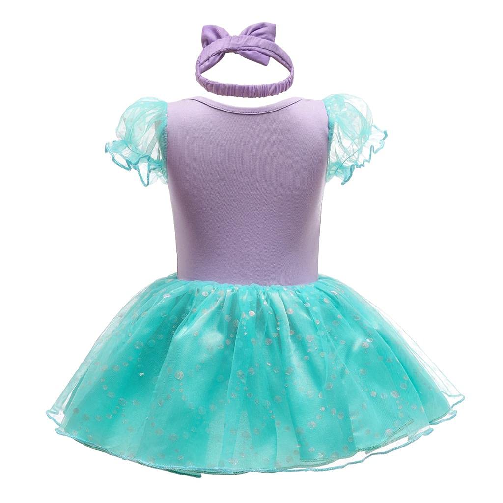 Dressy Daisy Infant Baby Girl Princess Mermaid Romper Costumes Onesie Dress Bodysuit with Headband Halloween Birthday Party Fanc