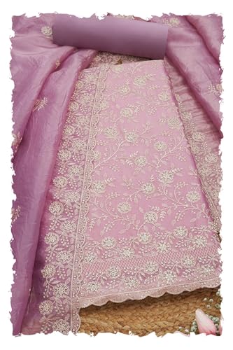Soch Women Crushed Silk Embroidered Unstitch Dress Material with Thread Work