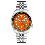 Seiko SSK005 Automatic Watch for Men - 5 -Sports - Orange Dial with Date Calendar and Luminous Hands & Markers and Gray GMT Beze