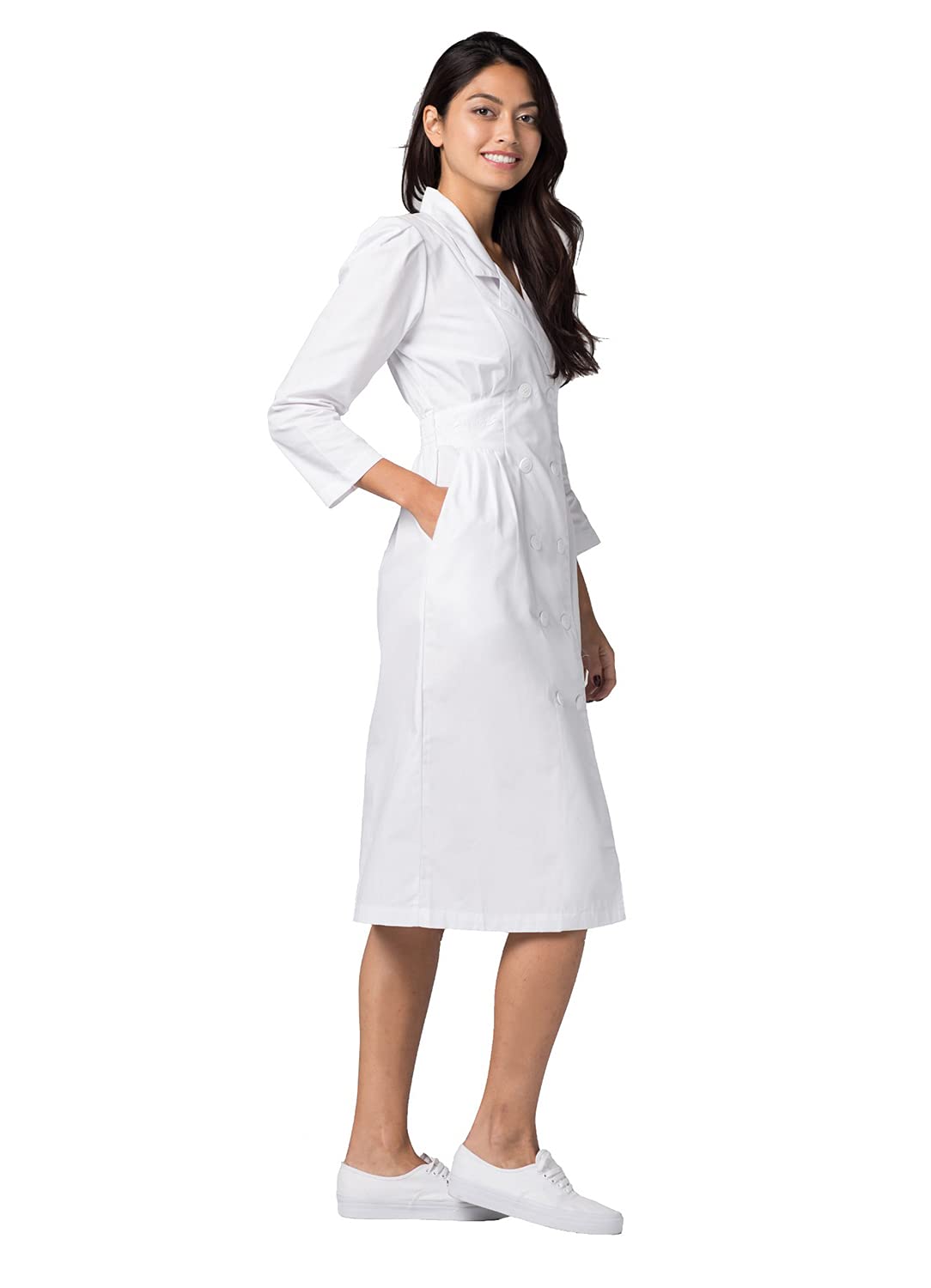 Adar Universal Scrub Dress for Women - Fitted Midriff Dress - 2810 - White - 10
