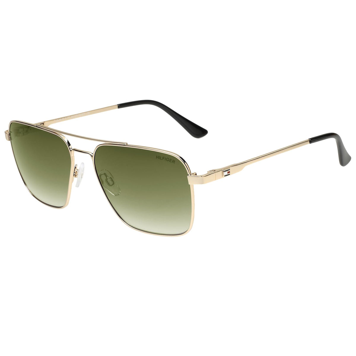 Tommy Hilfiger|Gold Full Frame Square Sunglasses|100% Uv Protected (Uv 400) Green Gradient Faded Lens|MenS|Large|Th Troy C3 58  58
