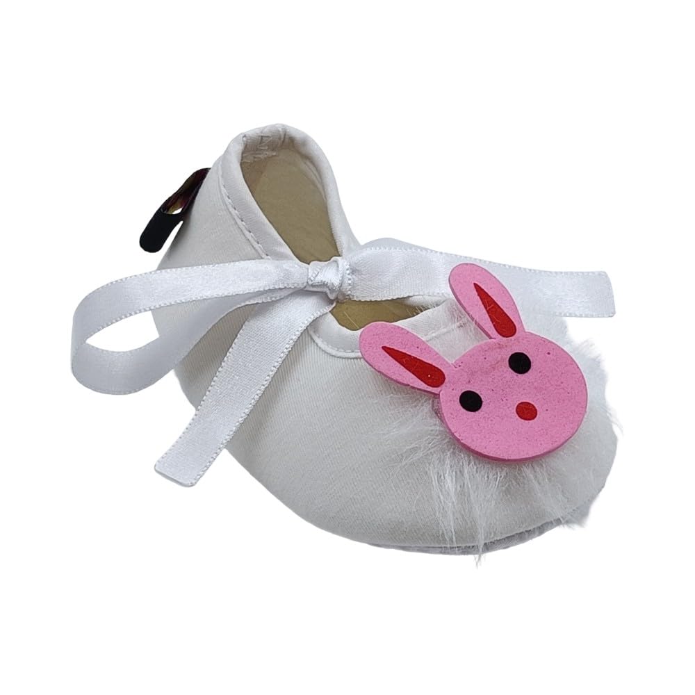 Rsmart, Baby Girl Soft Sole Shoes With Bunny Design And Ribbon White 0-3