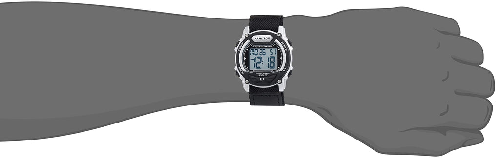 Armitron Sport Quartz Sport Watch with Nylon Strap, 24 (Model: 45/7004SVB), Black/Silver