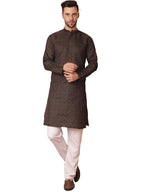 Jompers Mens Woven Design Silk Blended Kurta Pyjama Set