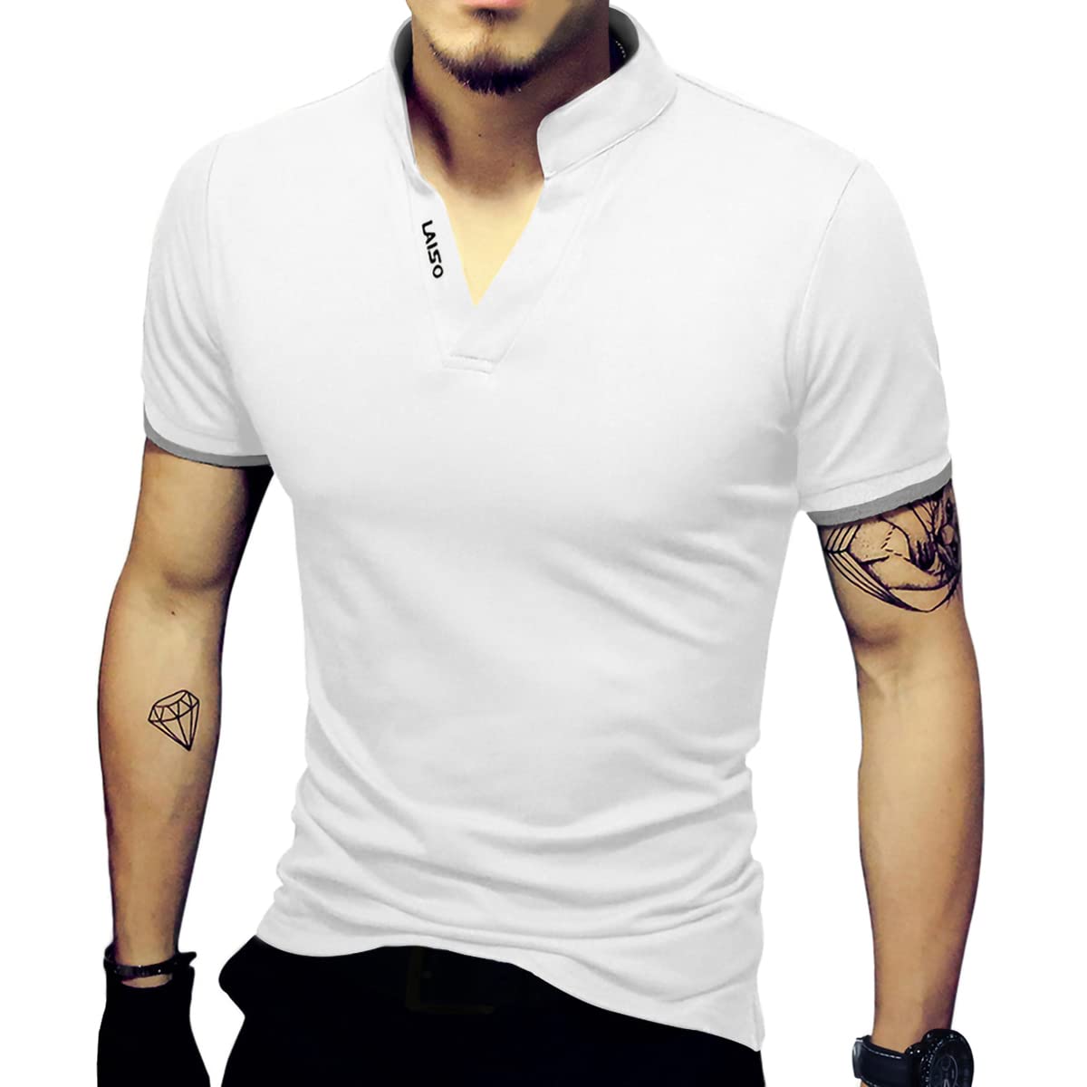 LOGEEYAR Mens Fashion Polo Shirt Short/Long-Sleeve Slim Fit Henley T-Shirts Pique Cotton Clothes