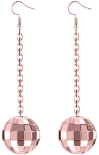 Rave Envy Disco Ball Earrings for Women - 70's Halloween Earrings Women's Costume Accessories - Choice of Color (Rose Gold)