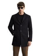 The Indian Garage Co Mens Regular Solid Notch Collar Long Sleeves Trench Coat Sweater
