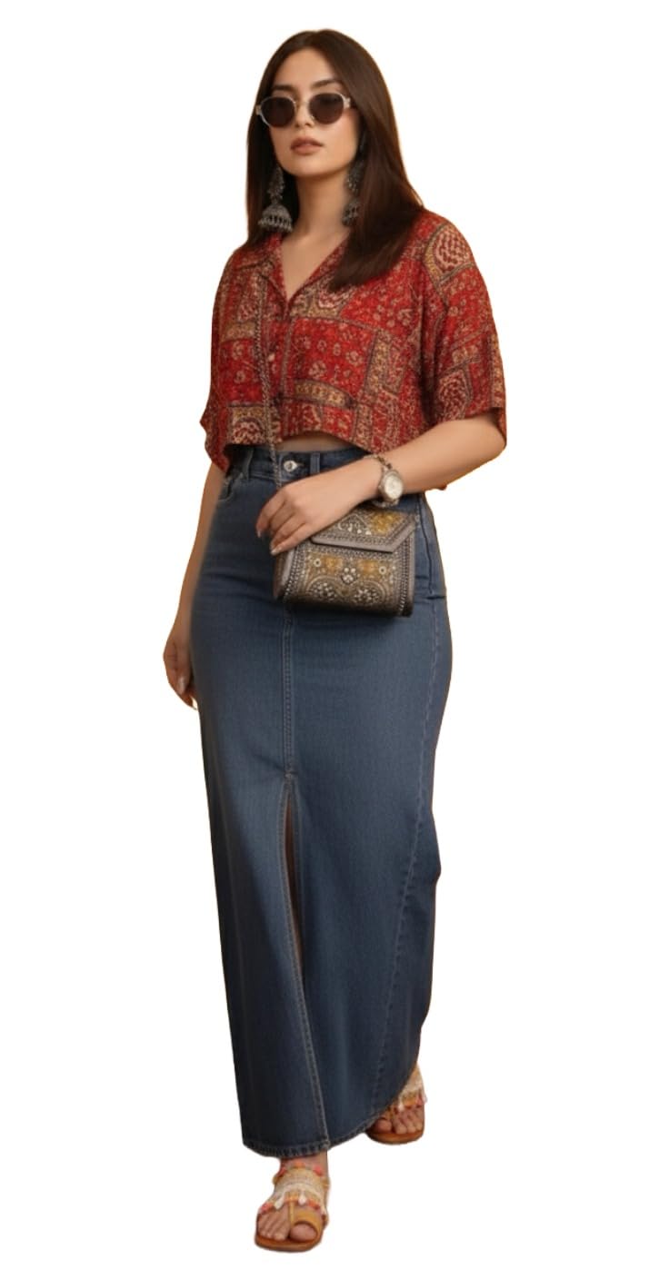 ANNI Designer Womens Tops Rayon Viscose Top for Women (LAPITA RED_XL_Red_X-Large)