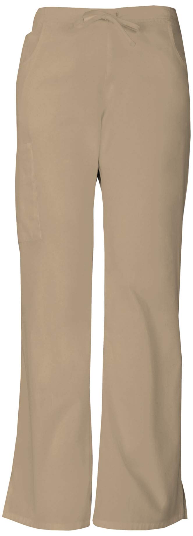 Dickies Women's Signature Mid Rise Drawstring Scrubs Cargo Pant, Dark Khaki, X-Large Petite