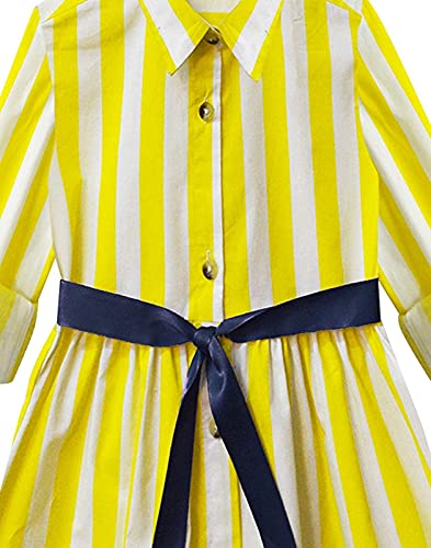 A.T.U.N. Girls Shirt Dress Yellow-White