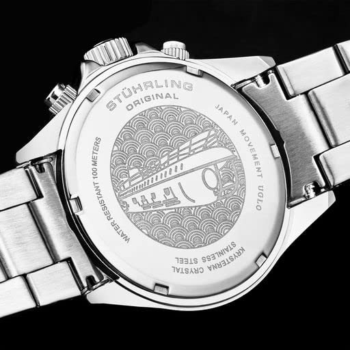 Sthrling Original Mens Chronograph Watch Stainless Steel Bracelet with Screw Down Crown and Water Resistant to 100 M. Analog Dia