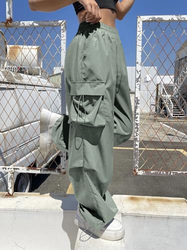 Greciilooks WomenS Regular Fit High Rise Cargo Pant (Gl-W-Tp-1086_Green